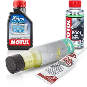 Aditivos para motocicletas, como limpiadores de combustible, aditivos para refrigerantes y mejoradores de lubricantes.